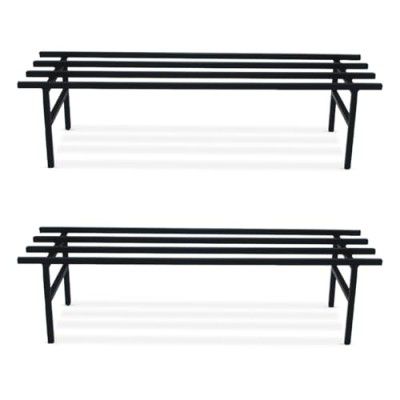 BonKaso Heavy Duty Rectangle Plant Stand: 76x24x18 cm | Black - Set of 2