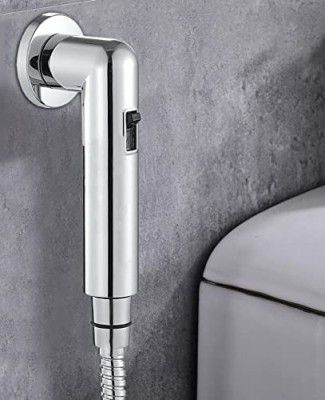 BonKaso HF-1046 ABS Plastic Premium 360 Degree Rotation Dual Flow Soft & Jet Spray for Toilet Health Faucet with Magnetic Fixed Shower Hook for Toilet, Chrome Finish - (Pack of 1)