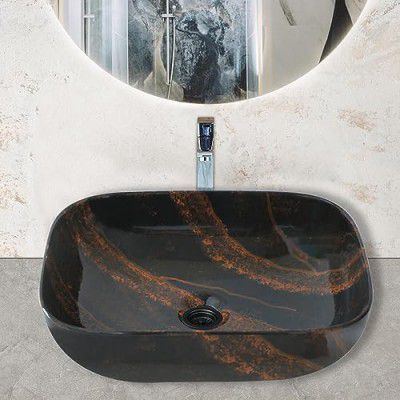 BonKaso Polished Design Ceramica Bathroom Basin Designer Modern Big Table Top Wash Basin 460 x 345 x 130 mm (18 x14)