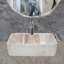 BonKaso Polished Design Ceramica Bathroom Basin | Table Top Wash Basin 460 x 345 x 130 mm (18 x14) 8kg (OPEL 0 07)...