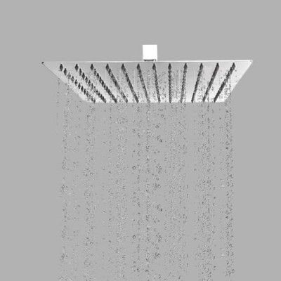 BonKaso Square Slim Rain Shower Head 6 Inch - Stainless Steel, Chrome Finish | Deluge