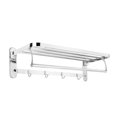 BonKaso Stainless Steel Rectangular 180° Degree Folding Towel Holder, Chrome, 18 Inches