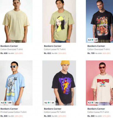 Bonkers Corner Mens T-shirts Starts at Rs.608