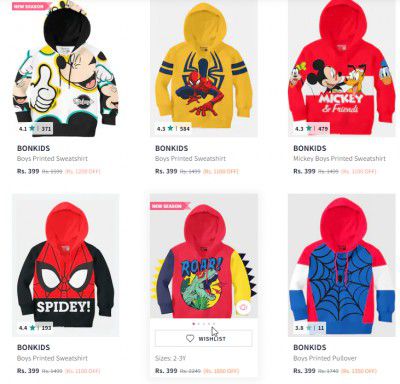 Bonkids Boys Clothing Starts ₹399