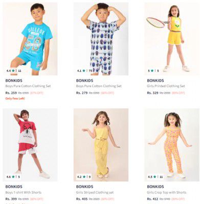 Bonkids Kids Clothing Set upto 90% off Starting at ₹259