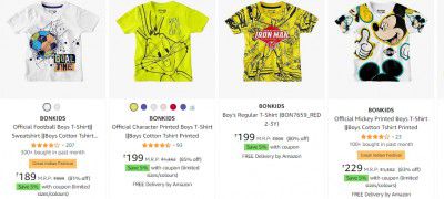 BONKIDS Kid's T-shirts Starts ₹99