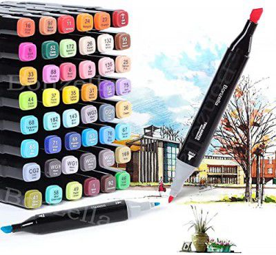 Bonzella Dual Tip Colorful Art Markers Sketch Pens 48 Colours