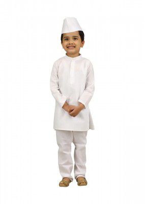 BookMyCostume Indian Politician Neta Ji Kids Fancy Dress Costume | Cotton | White | National Leader Outfit for Boys & Girls