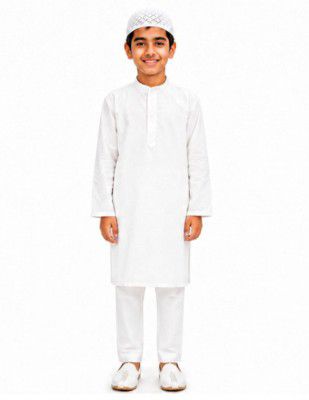 BookMyCostume Muslim Boy White Kurta Pyjama & Cap Indian 
