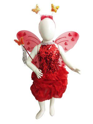 BookMyCostume Red Butterfly Insect Kids Fancy Dress Costume for Girls - Imported
