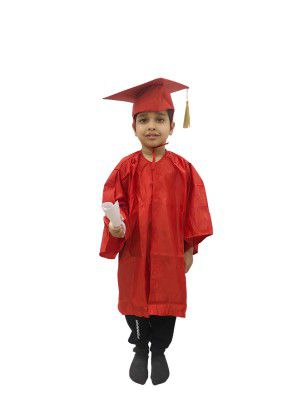 BookMyCostume Red Graduate Convocation Graduation Day Gown Kids & Adults Fancy Dress Costume 3-4 years