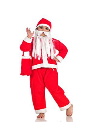 BookMyCostume Santa Claus with Premium Beard Complete Set Christmas Kids & Adults Fancy Dress Costume - Premium 6-7 years