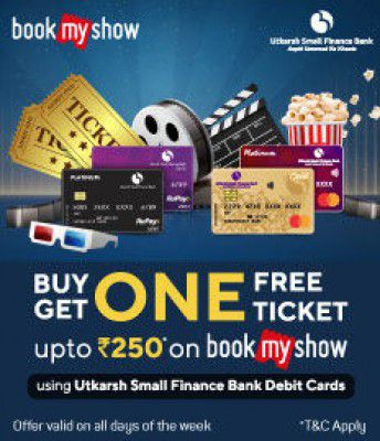 Bookmyshow: Buy1 Get1 Utkarsh Small Finance Bank Debit Card Offer