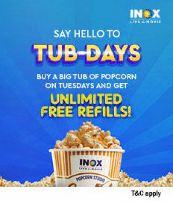 Bookmyshow: Unlimited Refill Tuesday On Purchase Of Big Tub Popcorn