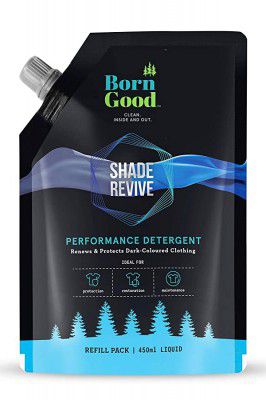 Born Good Plant Based Shade Revive Liquid Detergent (450 ml)-Refill Protects & Enhances Dark & Solid Coloured Garments Front-load Top load & Hand-wash friendly