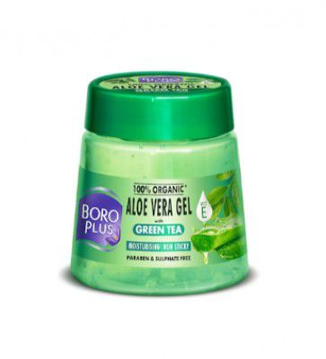 BOROPLUS 100% Organic Non Sticky Aloe Vera Gel with Green Tea - 200 ml