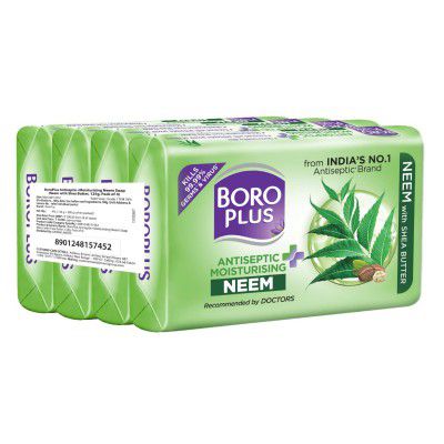 BoroPlus Antiseptic And Moisturising Bathing Neem Soap, 125G (Pack Of 4)