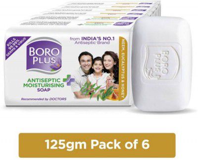 BOROPLUS Antiseptic + Moisturising Soap - Neem, Eucalyptus & Honey (6 x 125 g)