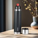 BOROSIL 24 Hours Hot & Cold Thermo Double Wall Vaccum Insulated Steel Flask Bottle 1000 ml Steel Flask (Pack of 1, Black)...