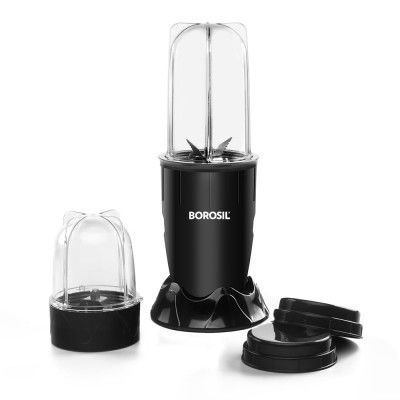 Borosil 400W Nutrifresh Black Blender | 2 Jars (500ml Direct Drink/Smoothie Jar + 300ml Chutney Jar) | Made in India Blender | 2 Year Warranty