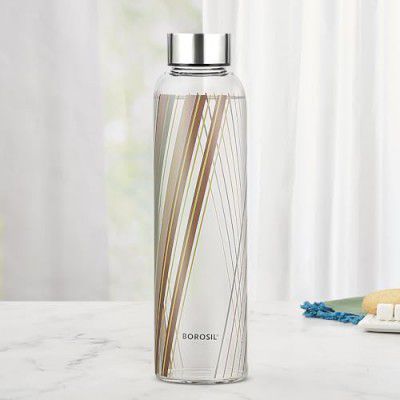 Borosil 550ml Artisan Prism Water Bottle with Steel Lid