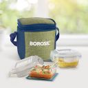 Borosil Ace Borosilicate Glass Lunch Boxes Set of 2 (320 ml Each) with Lunch Bag, Square, Vertical, Lunchboxes for Office & College, Microwave Safe, Leak Proof (Green)...