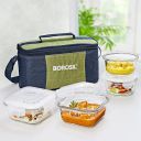 Borosil Ace Universal Borosilicate Glass Lunch Boxes Set of 4 (320 ml, 240 ml) with Lunch Bag, Lunchboxes for Office & College, Microwave Safe, Leak Proof (Green)...