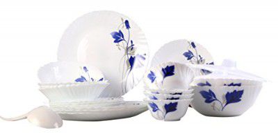 Larah By Borosil Ageria Opalware Glass Dinner Set,Pack of 25, White