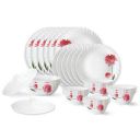 Borosil Belle Fluted Series Opalware Dinner Set | 28 Pieces for Family of 6...