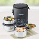 Borosil Carry Fresh Stainless Steel Lunch Box/Tiffin Box Insulated - Blue/Black, 3 pcs...