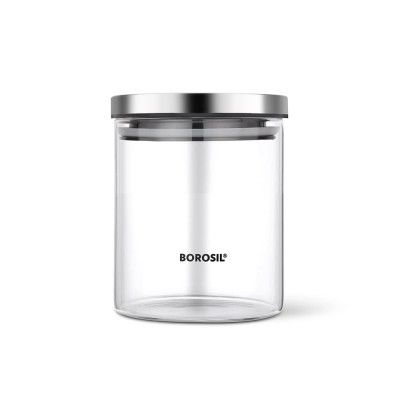 Borosil Classic Glass Jar, Air-Tight Storage Container, 600 ml