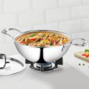 Borosil Cookfresh 2.5L Tri-ply Stainless Steel Deep Kadhai | 22cm Kadai for Deep Fry...