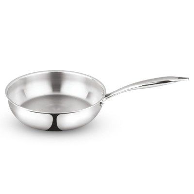 Borosil Cookfresh Tri-ply Stainless Steel Frypan with Handle | Gas, Induction Compatible | SS304 Food Grade Steel Frying Pan (2.3 L)