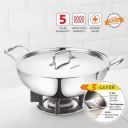 Borosil Cookfresh Tri-ply Stainless Steel Kadhai with Lid | Gas, Induction Compatible | SS304 Food Grade Steel Wok (2.7 L)...
