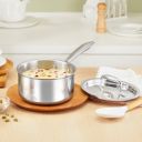 Borosil Cookfresh Triply Stainless Steel 16cm (1.7L) Straight Shape Sauce Pan with Lid | SS304...