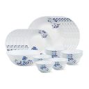 Borosil Fluted Cascade Floral Opalware Dinner Set, (25-Pieces, White)...