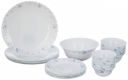 Borosil Fluted Flora Opalware Dinner Set, White - 25-Pieces...