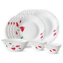 Larah by Borosil Fluted Series Diana Opalware Dinner Set (White, 13 Pieces)...