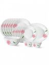 BOROSIL Fluted White & Pink 21 Pieces Printed Opalware Glossy Dinner Set...