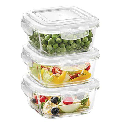 Borosil Glass KLIP-N-STORE 320ml Container- Pack of 3