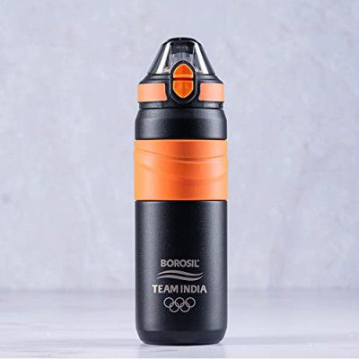 Borosil Hydra Adventure, Insulated Water Bottle Stainless Steel Bottle - 560 ml, with Double Wall Vacuum Insulation, Hot & Cold Bottle, Black