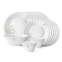 Larah by Borosil Ingot Fluted Series Opalware Dinner Set | 19 Pieces...