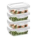 Borosil Klip n Store (370ml x 4) Rectangle Glass Food Storage Container Set with Air Tight Lid ...