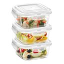 Borosil Klip n Store (520ml x 3) Square Glass Food Storage Container Set with Air Tight Lid...
