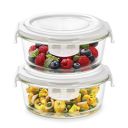 Borosil Klip n Store (950ml x 2) Round Glass Food Storage Container Set with Air Tight Lid...