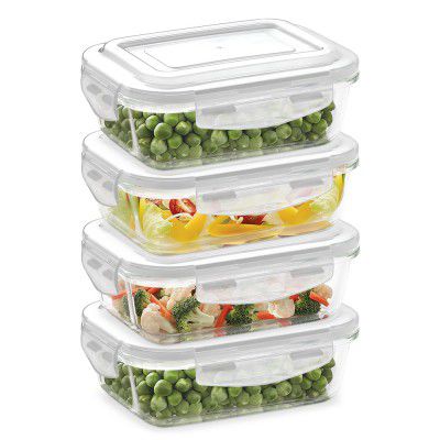 Borosil KLIP-N-STORE RECTANGULAR - 640 ML (4pc Set)