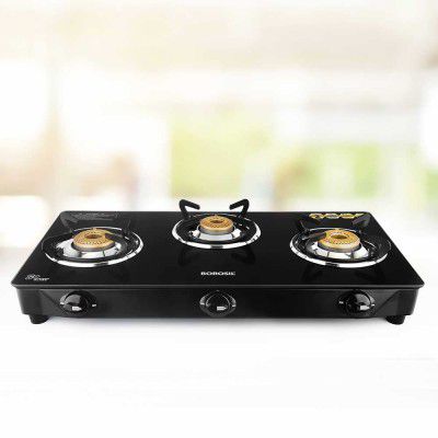 Borosil Magnum Gas Stove (Made in India) | 6 mm Toughened Borosilicate Glass Top | (3 Burner)