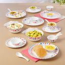 Larah by Borosil Pack of 34 Opalware Galaxy Pastel Crockey Set, Plate & Bowl Dinner Set...