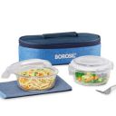 Borosil Prime Lunchbox with Bag | 2pc Round Container Set (400ml Each)...