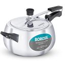 Borosil Pronto Induction Base Inner Lid Aluminium Pressure Cooker, 3.6 mm Thick Base, 6.5 L, Silver...